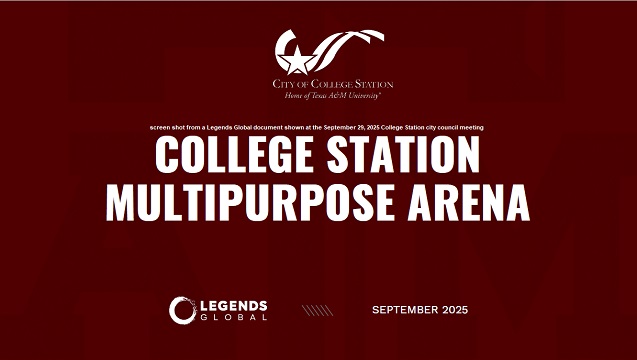 Screen shot from a Legends Global document shown at the September 29, 2025 College Station city council meeting.