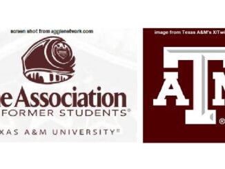 Images from (L) The Association of Former Students website aggienetwork.com and (R) Texas A&M's X/Twitter account.