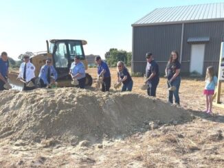 Members of the South Brazos County fire department participating in the groundbreaking of the new Emergency Services District (ESD) 1 station one complex on September 19, 2025.