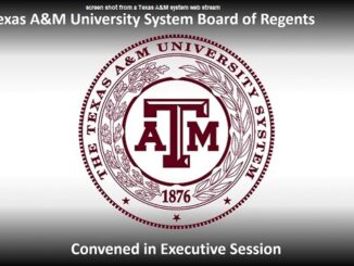 Screen shot from a Texas A&M system web stream.