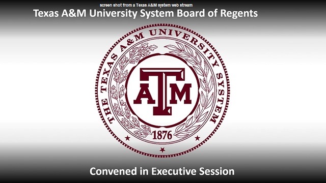 Screen shot from a Texas A&M system web stream.