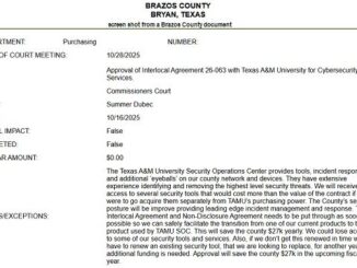 Screen shot from a Brazos County document.