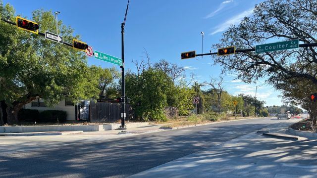 New traffic signals at William Joel Bryan Parkway and Coulter Drive, October 8 2025.