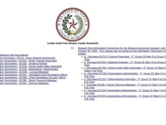 Screen shots from Brazos County documents.