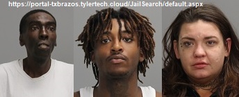 Photos of (L-R) Daniel Ballom, Javarius Hickman, and Ashlee Merritt from https://portal-txbrazos.tylertech.cloud/JailSearch/default.aspx