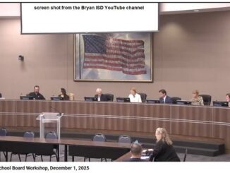Screen shot from the Bryan ISD YouTube channel at the end of the BISD board meeting on December 1, 2025.