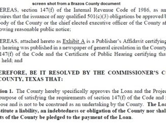Screen shot from a Brazos County document.