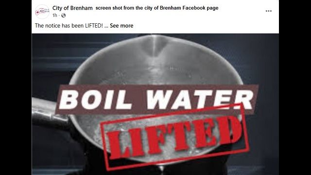Screen shot from the city of Brenham Facebook page.