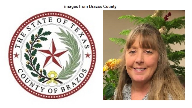 Images of the Brazos County seal and Karen McQueen courtesy of Brazos County.