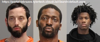 Photos of (L-R) David Towell Jr., Jacquinton Echols, and Zykerion Kennedy from https://portal-txbrazos.tylertech.cloud/JailSearch/default.aspx