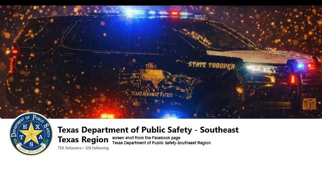 Screen shot from the Facebook page Texas Department of Public Safety-Southeast Texas Region.