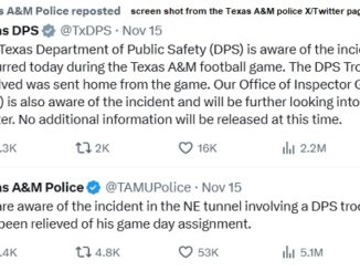 Screen shot from the Texas A&M police department X/Twitter page.