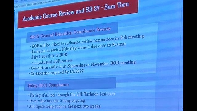 Photo taken at the January 14, 2026 meeting of the Texas A&M system board of regents meeting of the committee on academics and student affairs.