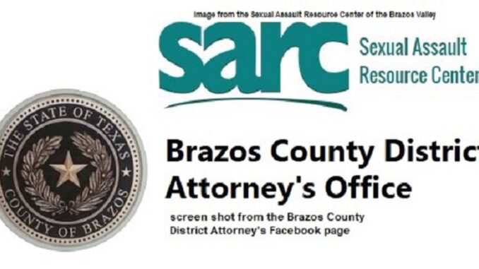 Screen shots from the Brazos County District Attorney's office Facebook page and the Sexual Assault Resource Center of the Brazos Valley.