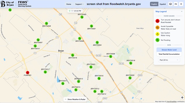 City Of Bryan Website Now Includes Flood Monitoring Information