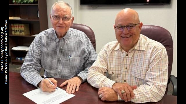 Brazos County photo taken January 7, 2026 of (L-R) Duane Peters and Kyle Kacal.