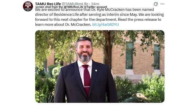 Screen shot from the @TAMUResLife X/Twitter page.